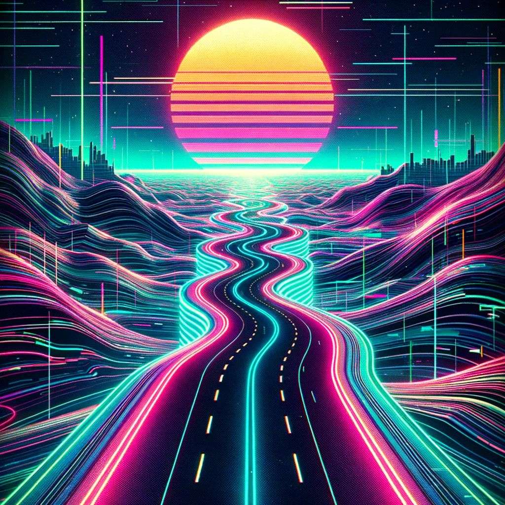 a representation of anxiety, digital art, synthwave